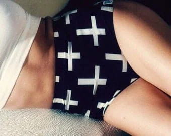 pornhint Pornhint High Waisted Hot Shorts, Print Rave Booty Shorts - Sexy High waisted binkini bottoms, ravewear, Festival Outfit,