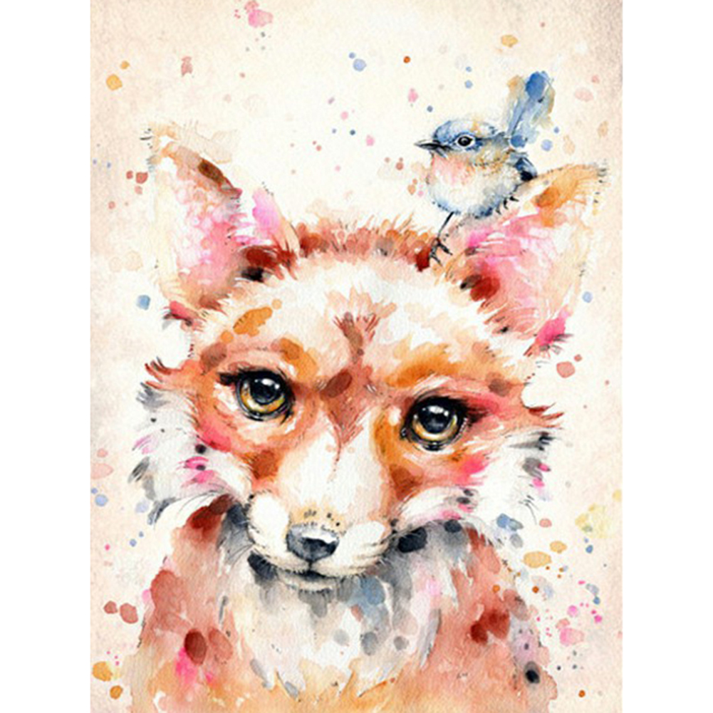 

30*40CM - Round Drill Diamond Painting - Color Flower Fox, 501 Original