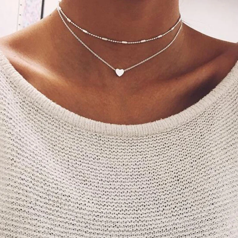 Lovingly simple two-tier brass collar necklace