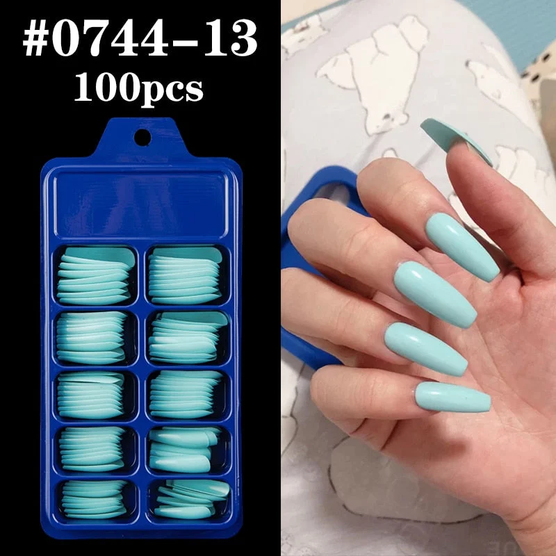 Lamemoria 100/500pcs/opp/box Fake Nails Coffin Nail Tips Press on Nails Natural Clear Long Ballerina DIY False Nail Full Cover-Nail Inspo
