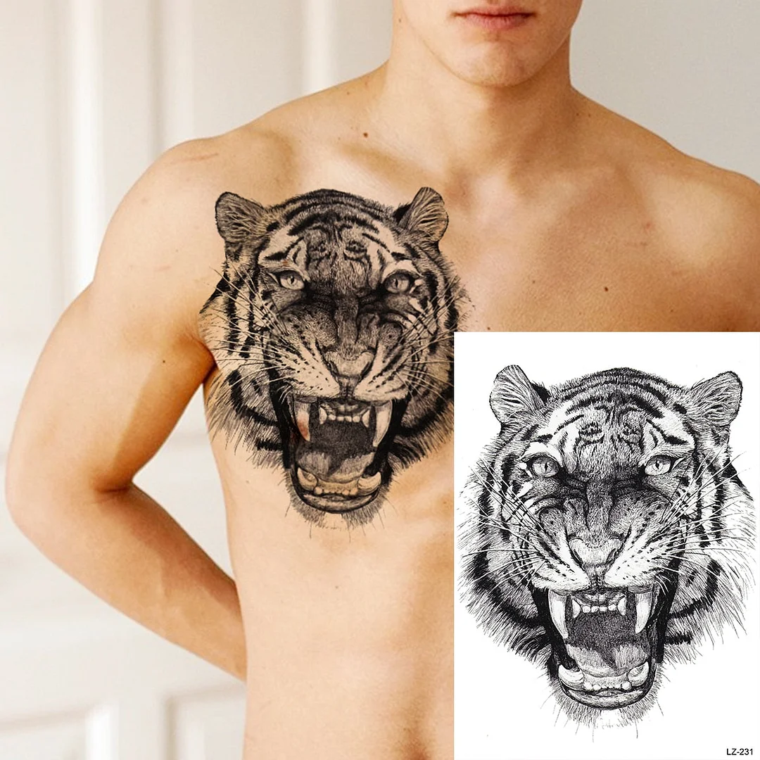 Big Black Bull Totem Arm Temporary Tattoos For Men Adult Tiger Anchor Realistic Fake Tattoo Sticker Body Art Tatoo Armband
