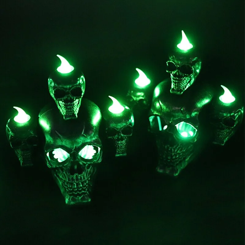 Halloween Skull Lamp Scary LED Haunted Electronic Candle Lights