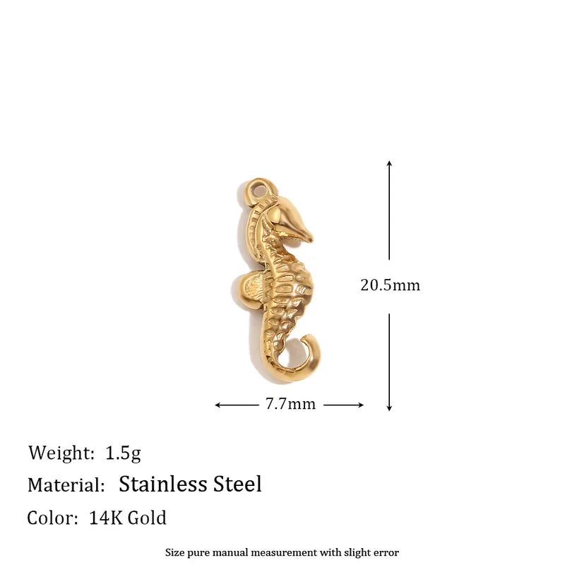 1 Piece 15*19.5mm 7.7*20.5mm 9.3*14.2mm 304 Stainless Steel 14K Gold Plated Ocean Bow Knot Shell Jewelry Accessories Pendant