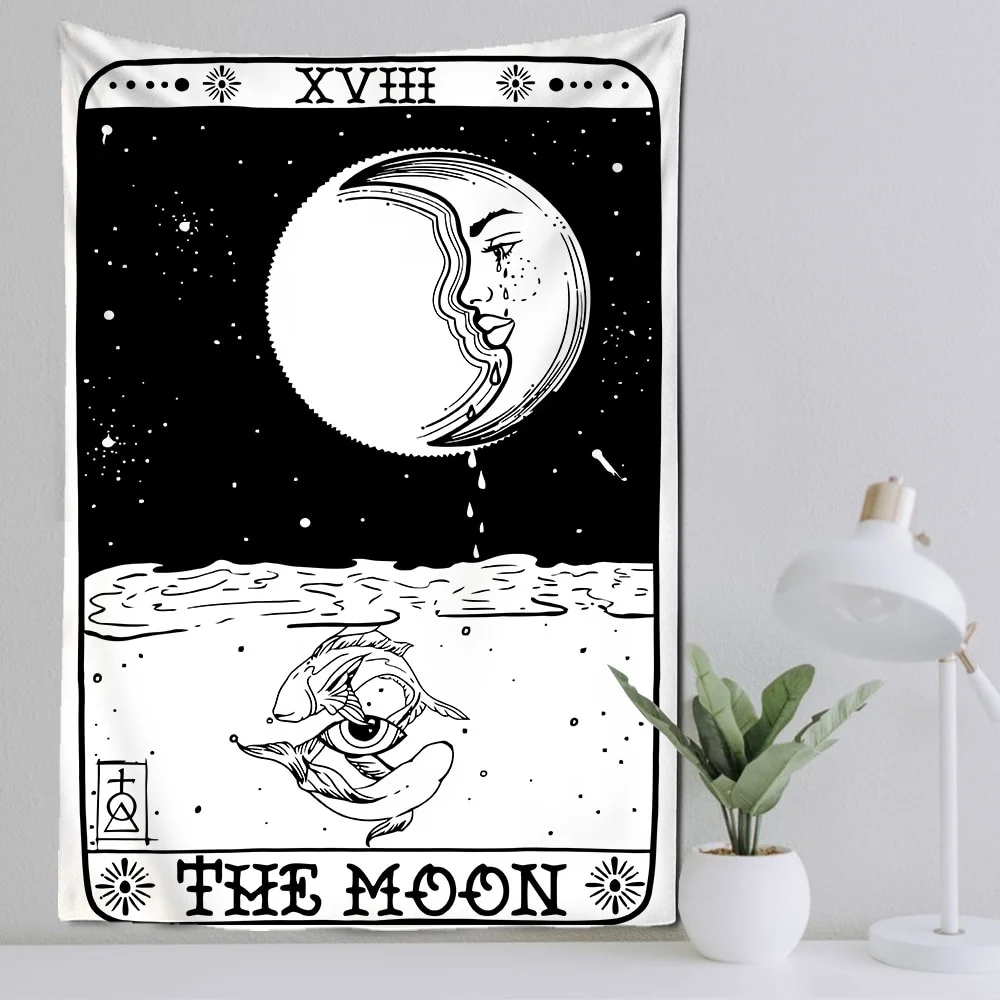 Athvotar Card Tapestry Wall Hanging Astrology Divination Sun And Moon Wall Hanging Hippie Bohemian Wall Rugs Dorm Decor Blanket