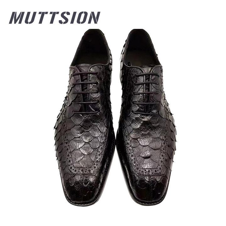 MUTTSION Rare Leather Business Oxford Shoes Python Skin Brogue Shoes Cow Leather Sole MUTTSION.COM MUTTSION