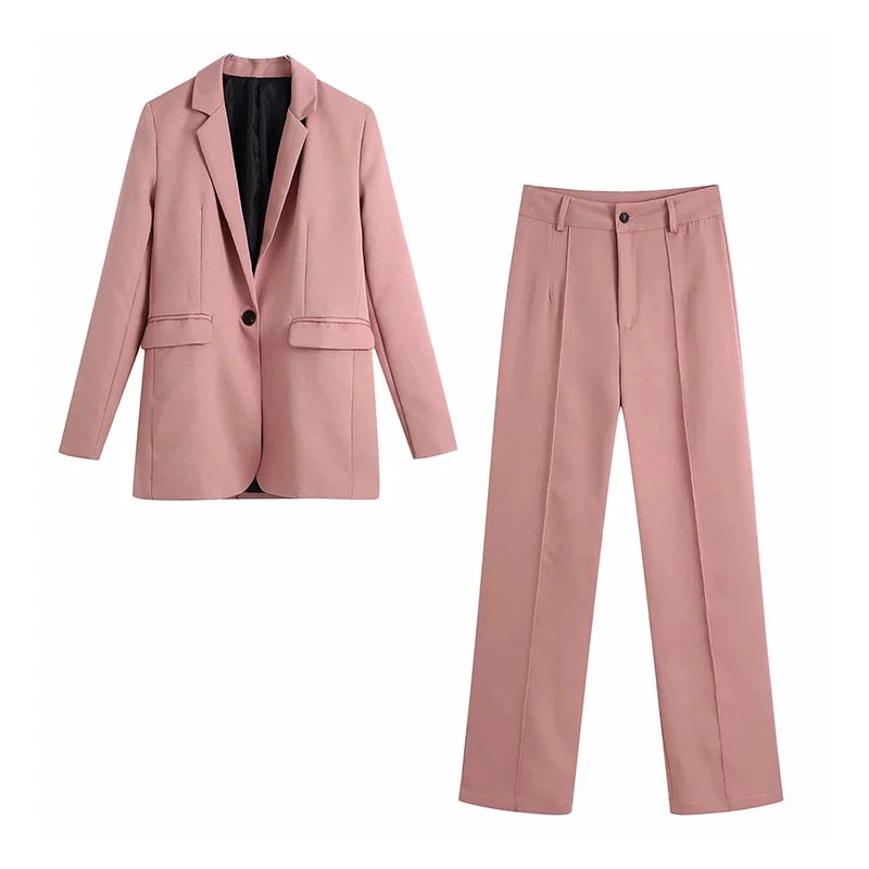 Za Women's Suit Vintage Trouser Suits Female Sets Woman 2 Pieces Pantsuit Women's Office Suit Elegant Formal Blazers Pants Sets