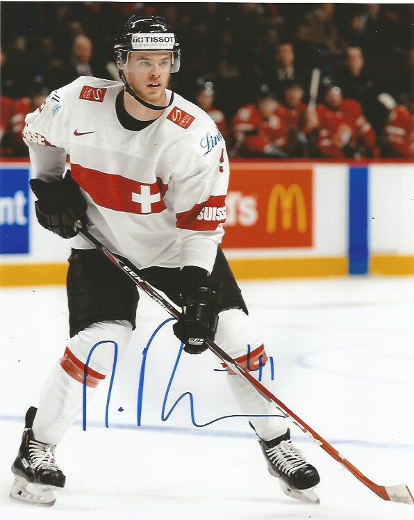 Team Switzerland Mirco Mueller Signed Autographed 8x10 Photo Poster painting COA