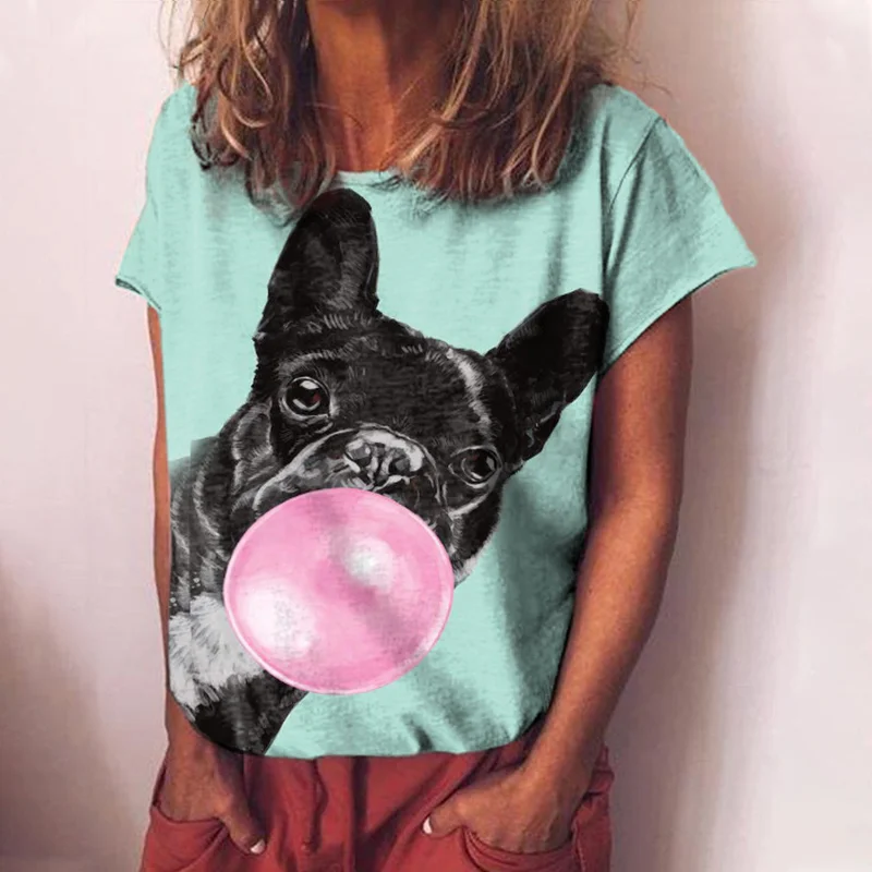 Casual Bubble Dog Print Short Sleeve T-Shirt