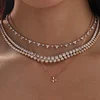 14K Rose Gold Round Lab Diamond Clover Pendant Necklace