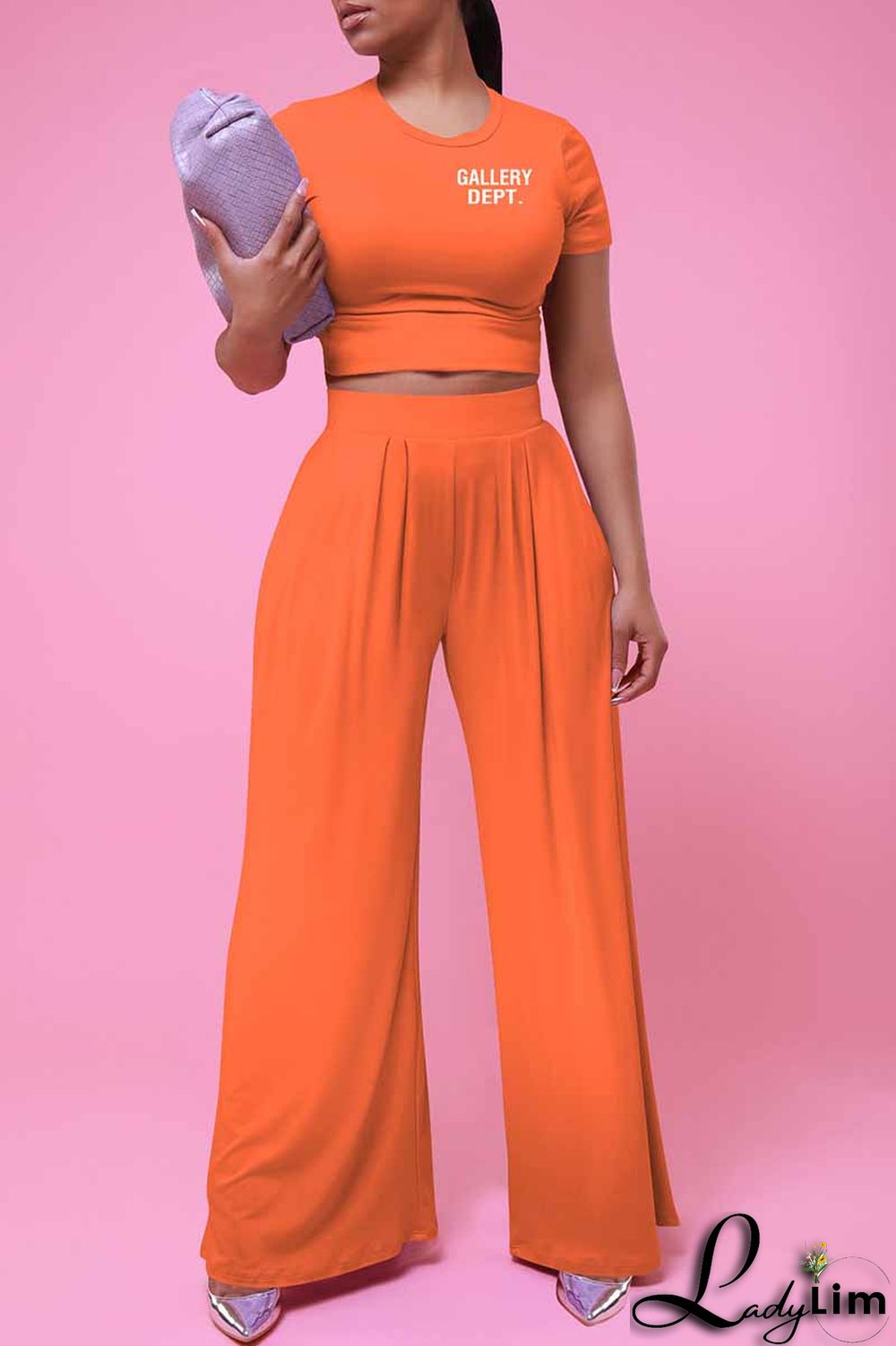 Black Casual Print Letter O Neck Short Sleeve Two Pieces