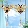 2PCS Bee 5D DIY Diamond Painting Wind Chimes Suncatcher Kit Double Sided Diamond Art Kits Suncatcher with Crystal Pendant for Home Wall Window Decor Adults DIY Art Craft