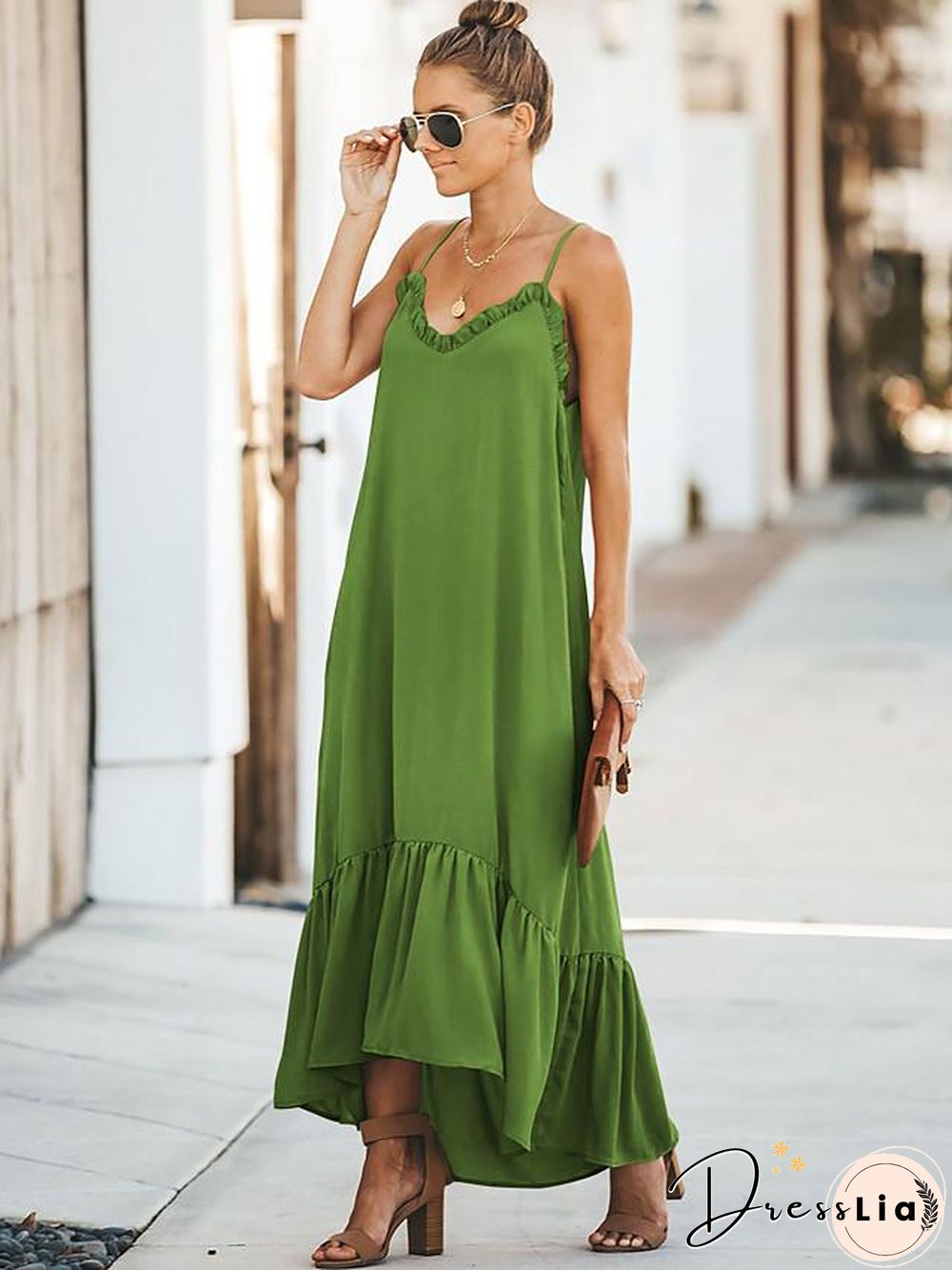 Women's Shift Dress Maxi long Dress Sleeveless Solid Color Ruched Patchwork Summer Casual Black Blue Wine Orange Green S M L XL XXL