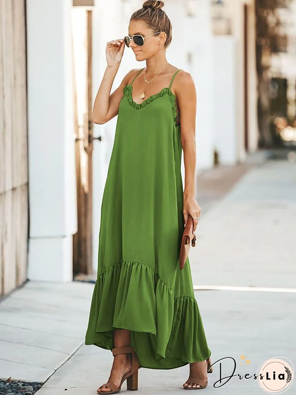 Women's Shift Dress Maxi long Dress Sleeveless Solid Color Ruched Patchwork Summer Casual Black Blue Wine Orange Green S M L XL XXL