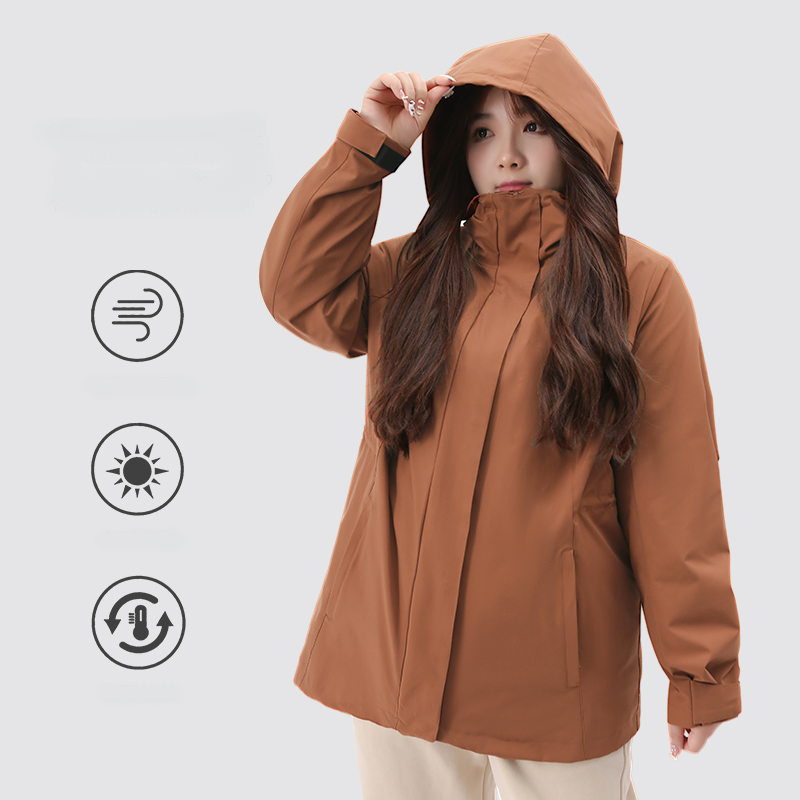 3-in-1 Plus Women's Outdoor Fleece-Lined Detachable Hooded Mountain Jacket