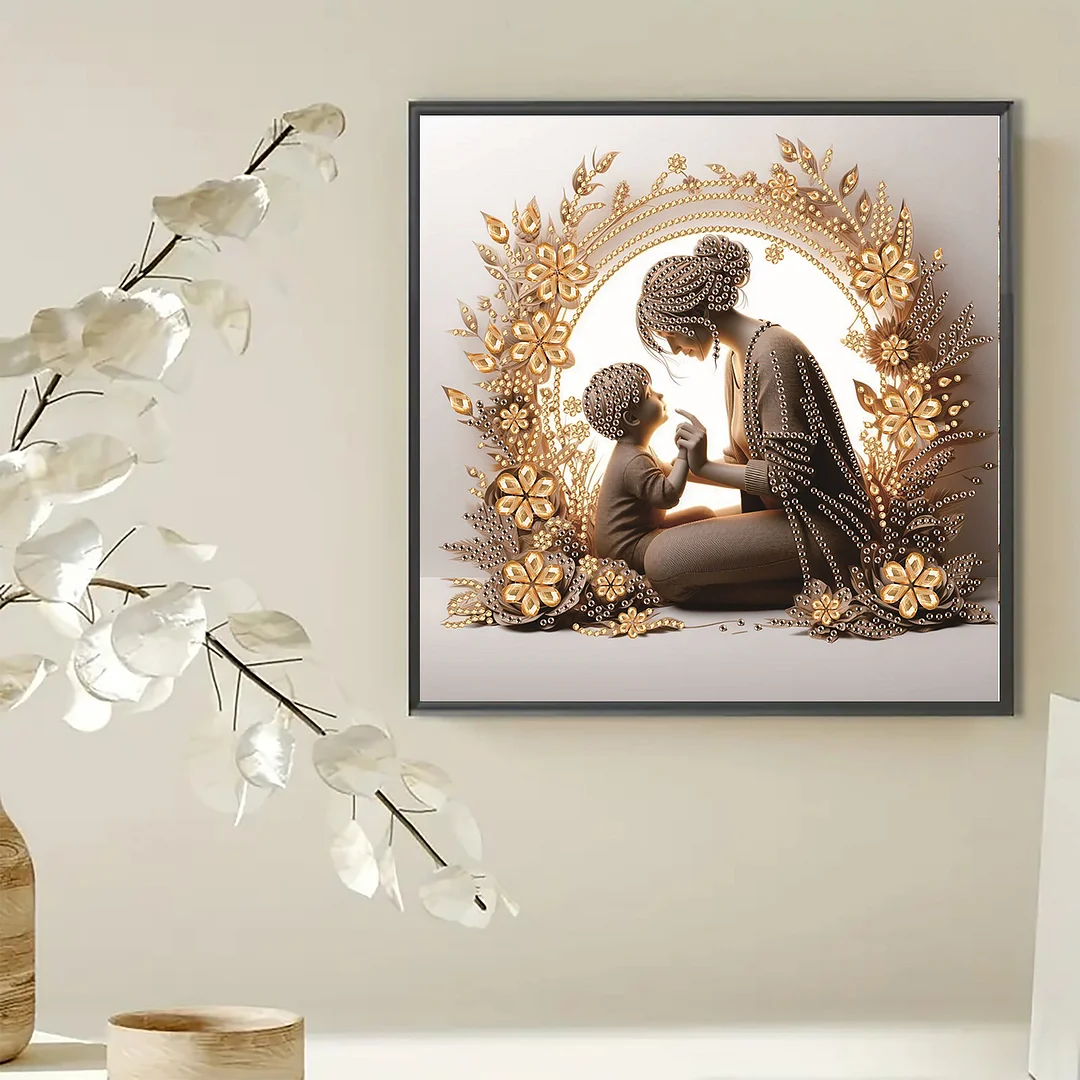 Diamond Painting - Partial Special Shaped Drill - Golden Mother Love(Canvas|30x30cm)