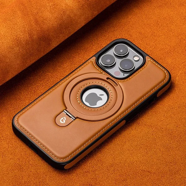 Leather Magnetic with Ring Stand Phone Case For iPhone