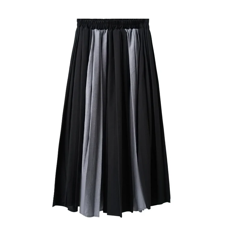 Personalized Colorblock Pleated High-Waisted Skirt