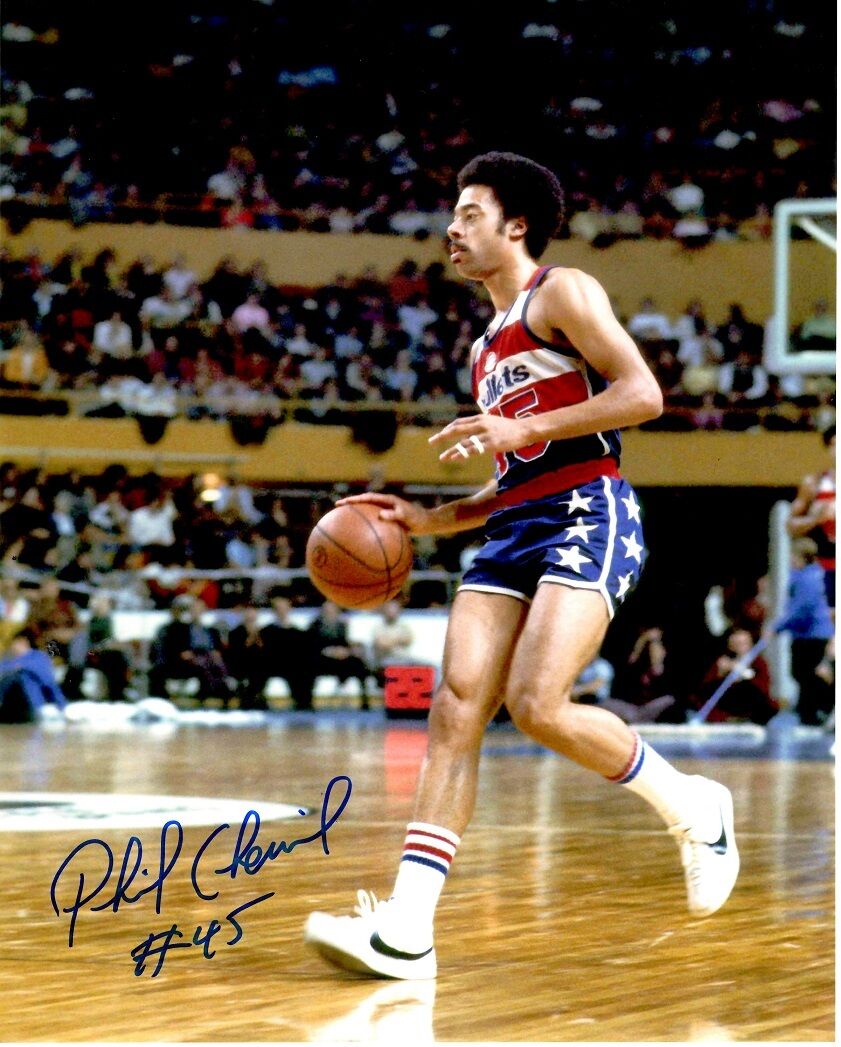 Signed 8x10 PHIL CHENIER Washington Bullets Autographed Photo Poster painting w/COA