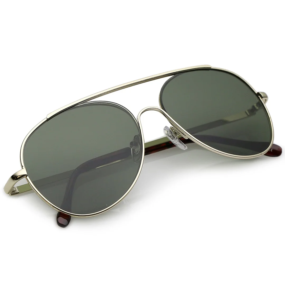 Classic Metal Aviator glasses Crossbar Slim Arms Teardrop Lens 55mm