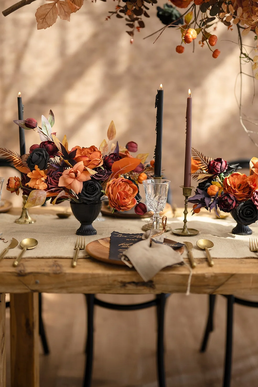 DIY Wedding Centerpiece Packages in Black & Pumpkin Orange