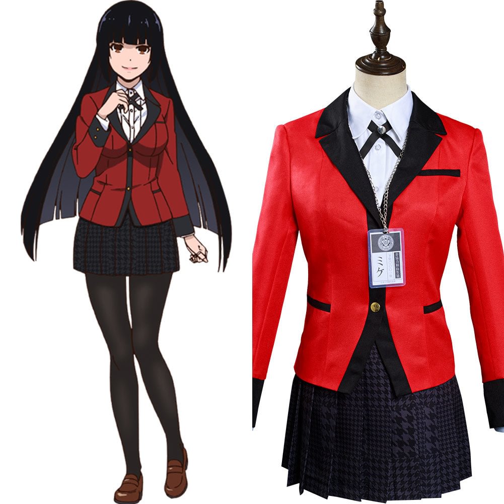 Kakegurui Compulsive Gambler Yumeko Jabami Hyakkaou Schulunifom Cosplay Kostüm Set