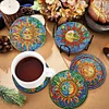 8PCS Special Shape Diamond Painting Coasters Kits (Sun Stained Glass)