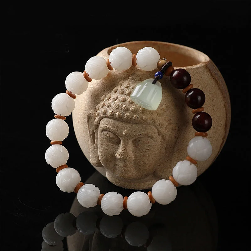 Bodhi Seed Jade Lotus Seed Charm Enlightenment Bracelet
