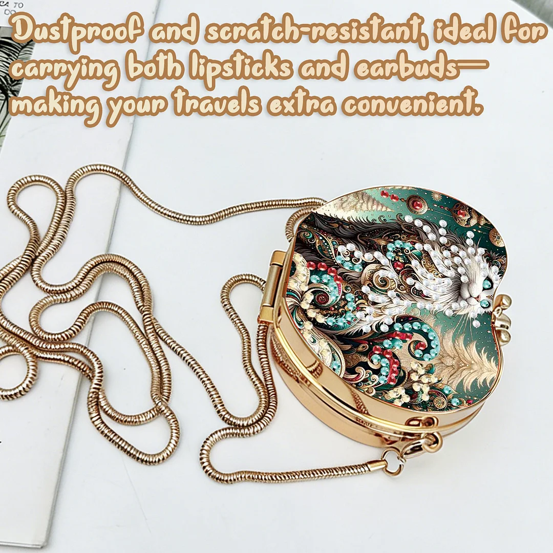 Cats D DIY Acrylic Love Diamond Art Painting Card Case Wallet with Chain Small Diamond Painting Crossbody Bag for Adults Women Girls Gift