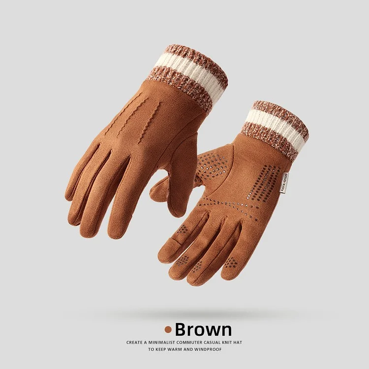 Autumn and Winter Cold and Windproof Warm Padded Touch Screen Riding and Driving Gloves