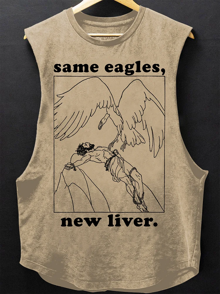 Men's Same Eagles New Liver Illustration Print Cotton Tank Top
