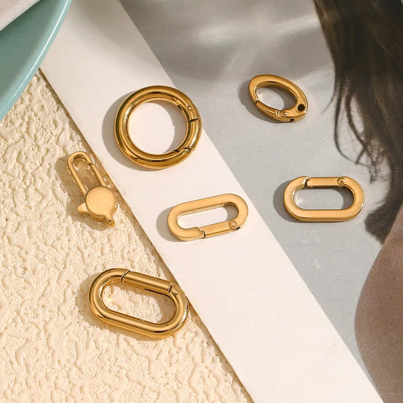 1 Piece 13.5*23mm 9.2*19.8mm 9.5*15mm 304 Stainless Steel 18K Gold Plated Geometric Round Oval Jewelry Accessories Pendant