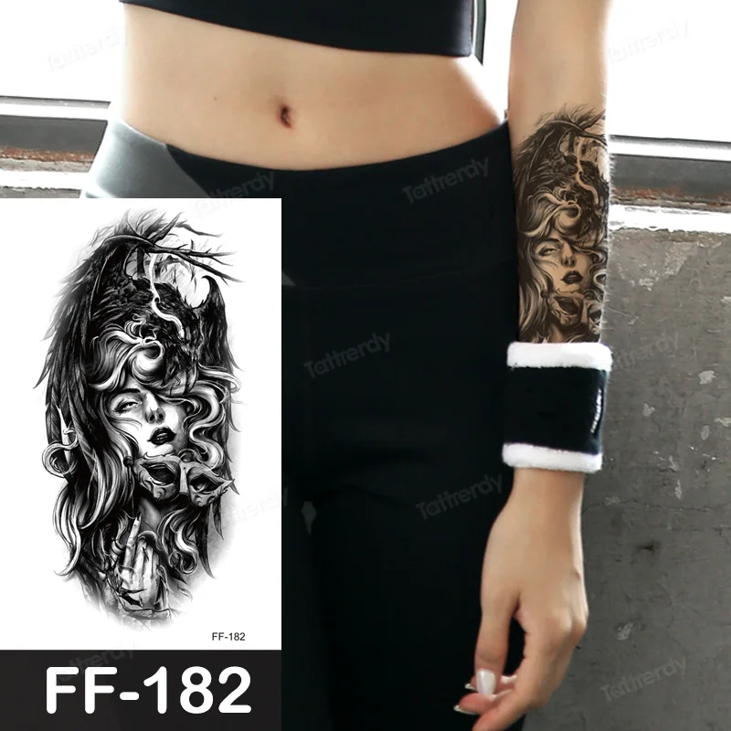 Sdrawing Animal Temporary Tattoo Sticker Black Lion King Wolf Tiger Men Body Art Painting Tattoo Fake Water Transfer Sexy Women