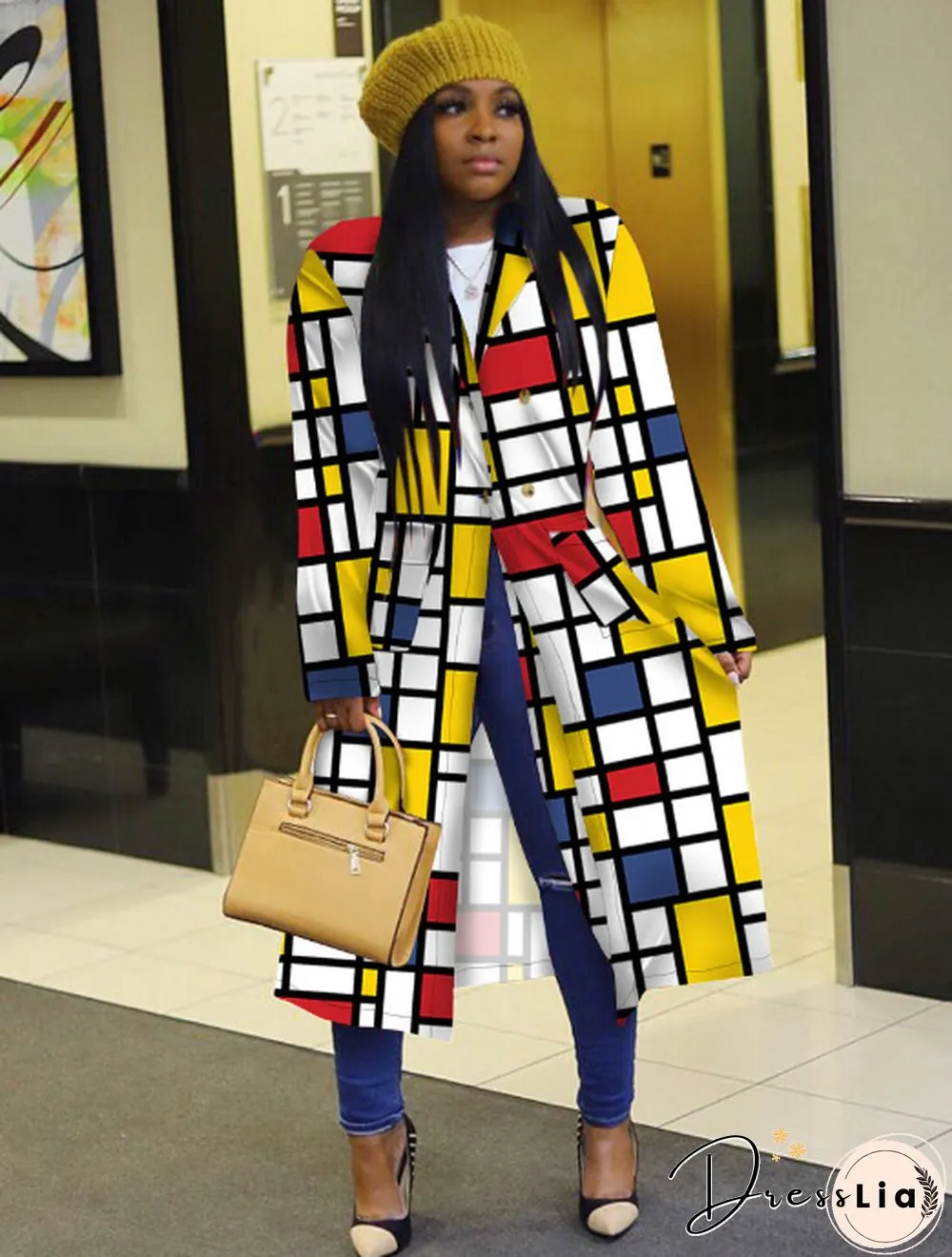 Plaid Print Full Sleeve High Street Long Coat