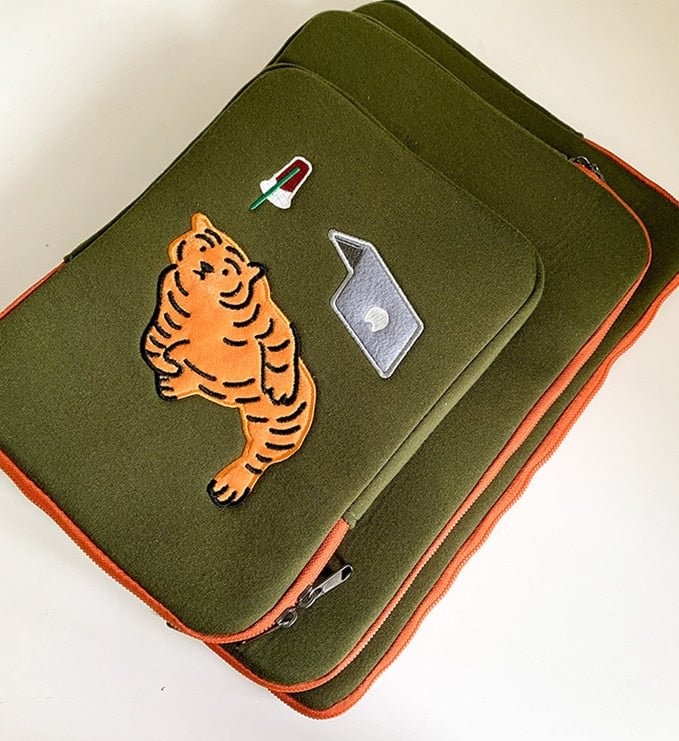 13 Inch Green Tiger Laptop Tablet Case For Macbook Ipad Pro Retina 9.7 10.8 11 14 15 15.6 inch Notebook Huawei Ipad Sleeve Bag