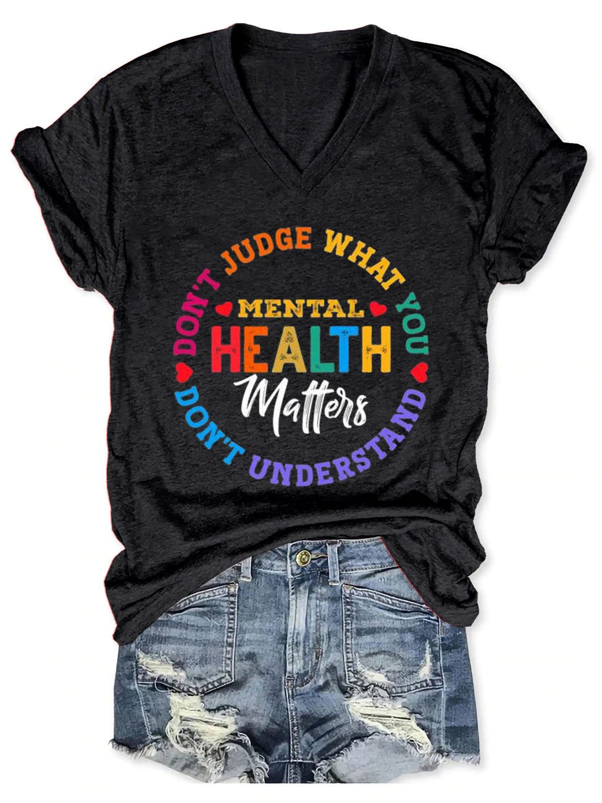 Women's Mental Health Matters Art Casual  T-shirt