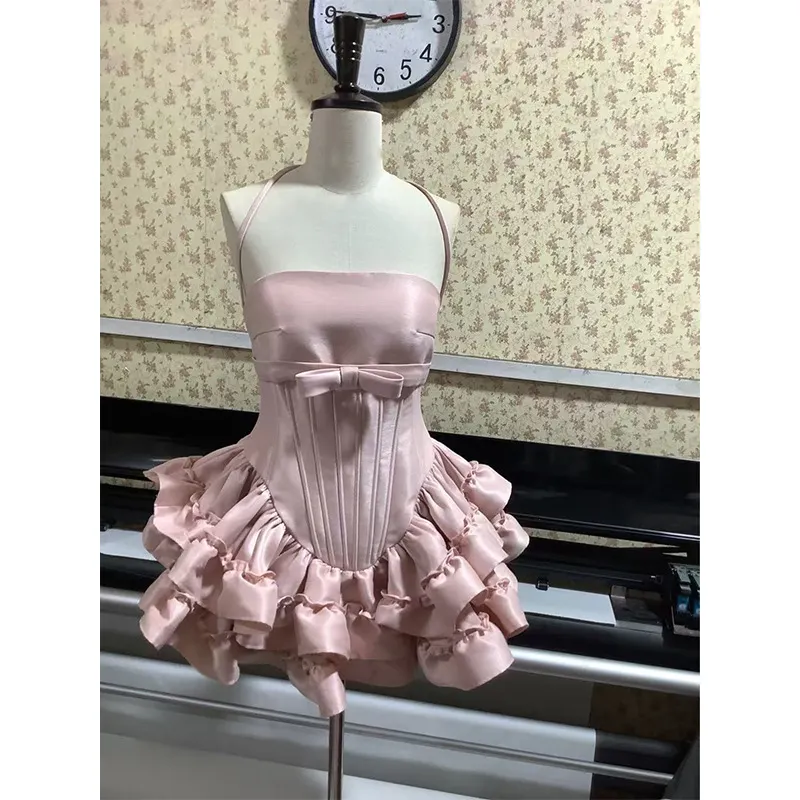 Brownm Girl Sweet Ponbo Cake Take Take Dress With Same-Color Pumpkin Shorts Strap To Repair Birthday Party