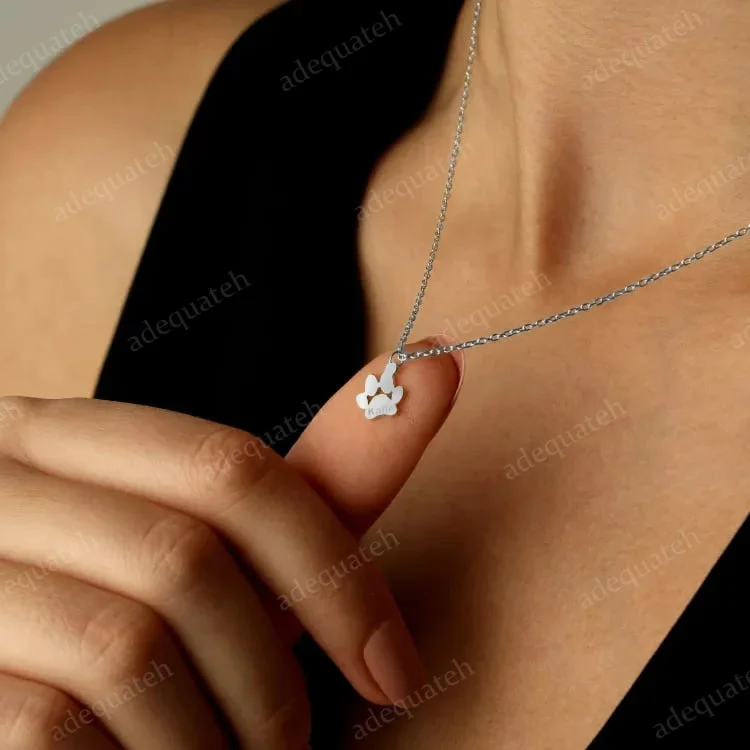 Paw Print Name Necklace. Personalized Tiny Dog Paw Necklace. Minimalist Paw Necklace. Animal Necklace. Pet Necklace. Christmas Gif