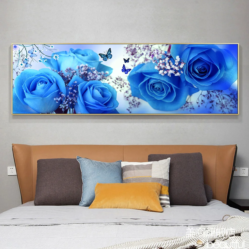 Diamond Painting - Full Round Drill - Bule Rose(80*40cm)