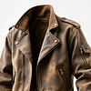 Men's Vintage Brown Leather Biker Jacket by Inlyline