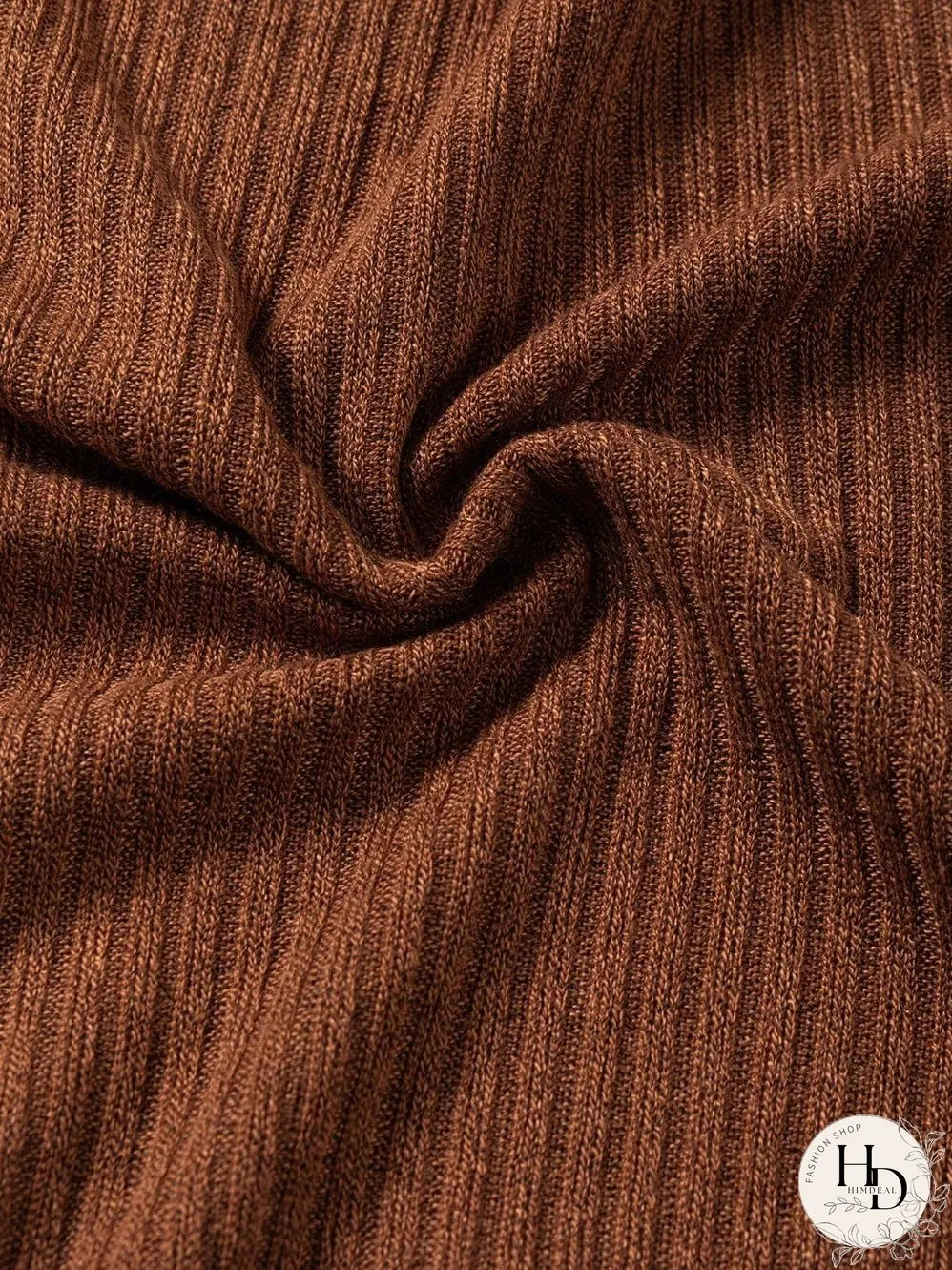 Chestnut Textured Knit Drop Shoulder Ruffled Sleeve Top