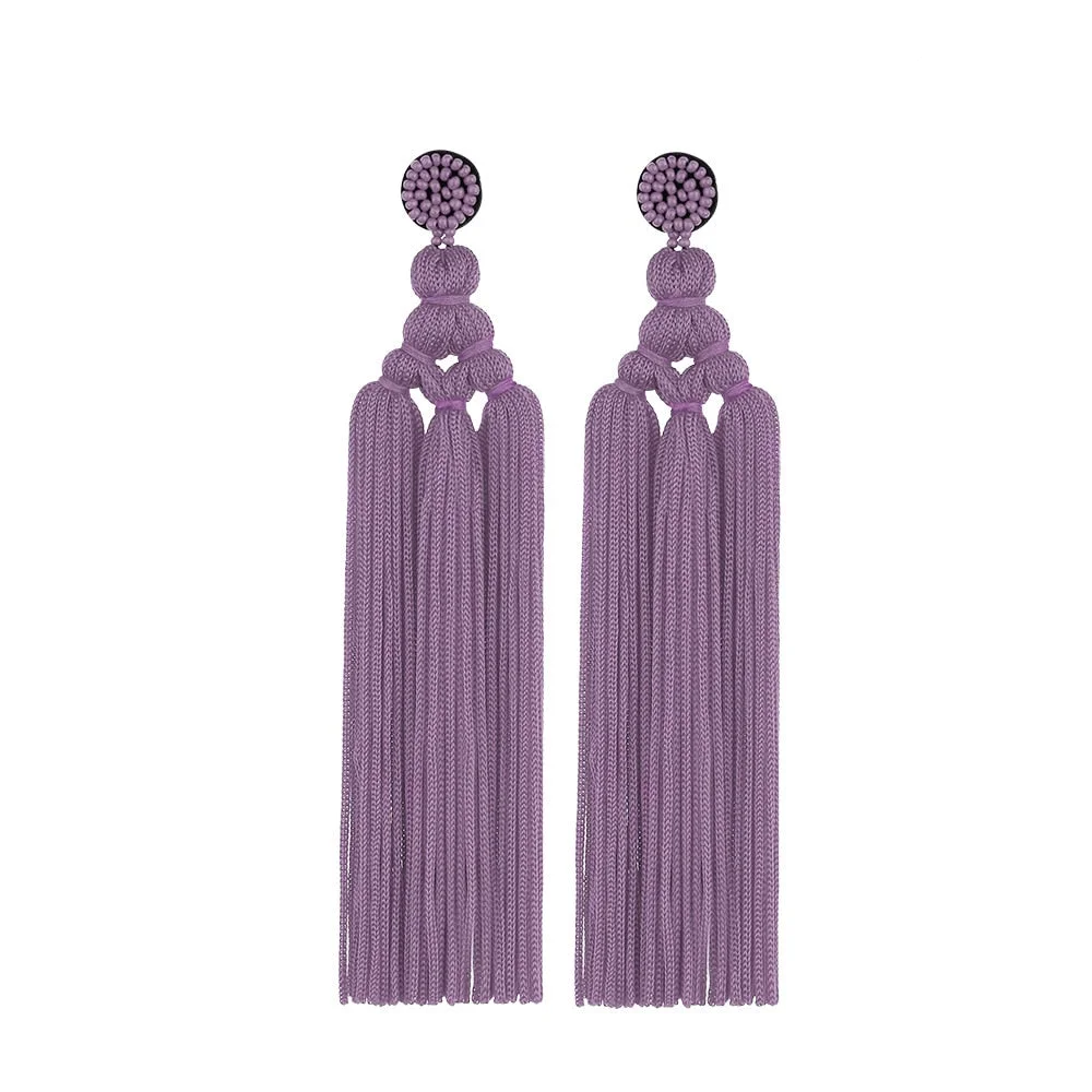 Dvacaman Ethnic Handmade Weave Macrame Earrings Cotton Thread Feather Fringe Tassel Earrings Wedding Jewelry Women Accessories