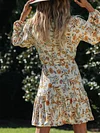 Hawaii Style Floral Printed Long Sleeves Mini Dresses