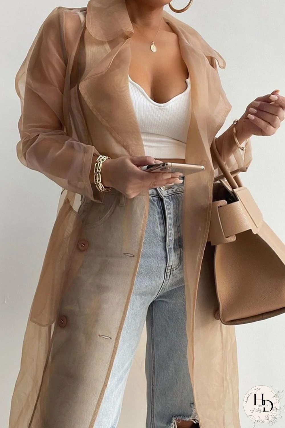 White Casual Solid Cardigan Turndown Collar Outerwear