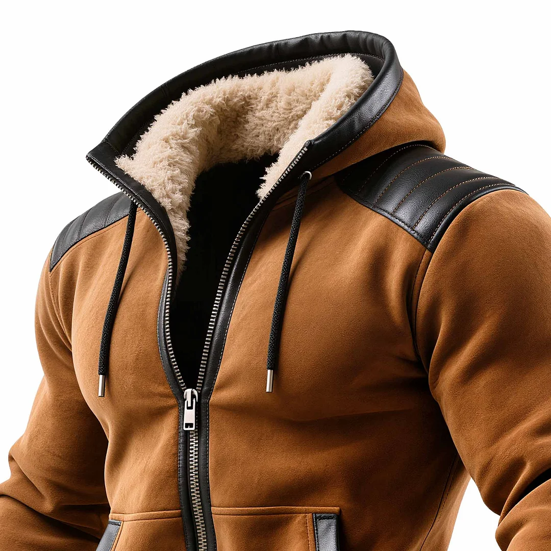 Men's Vintage Fleece Hooded Jacket-inspireuse