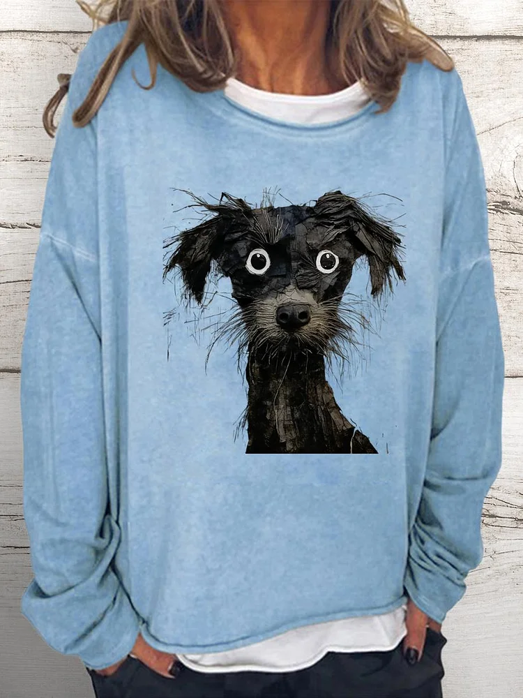 messy dog Women Loose Sweatshirt-0024243