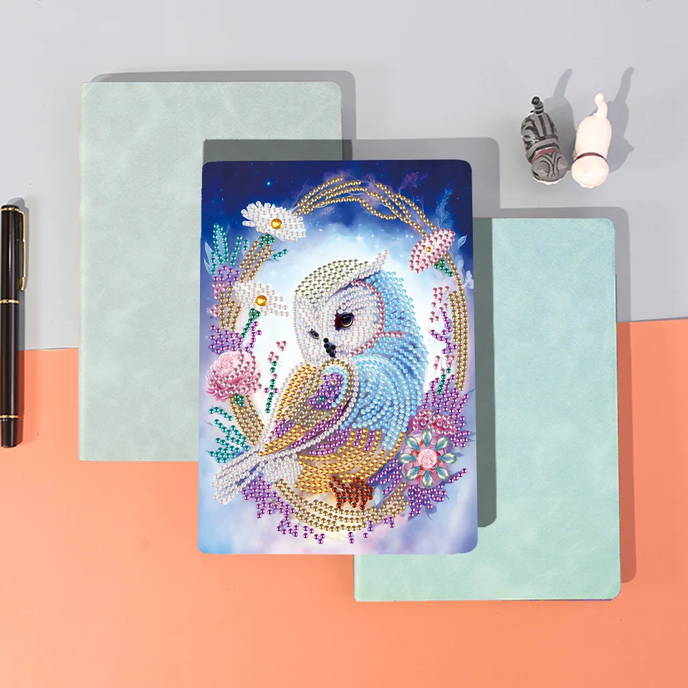 5D Owl Diamond Mosaic Notebook Journal DIY Hand A5 Kids Students Gift