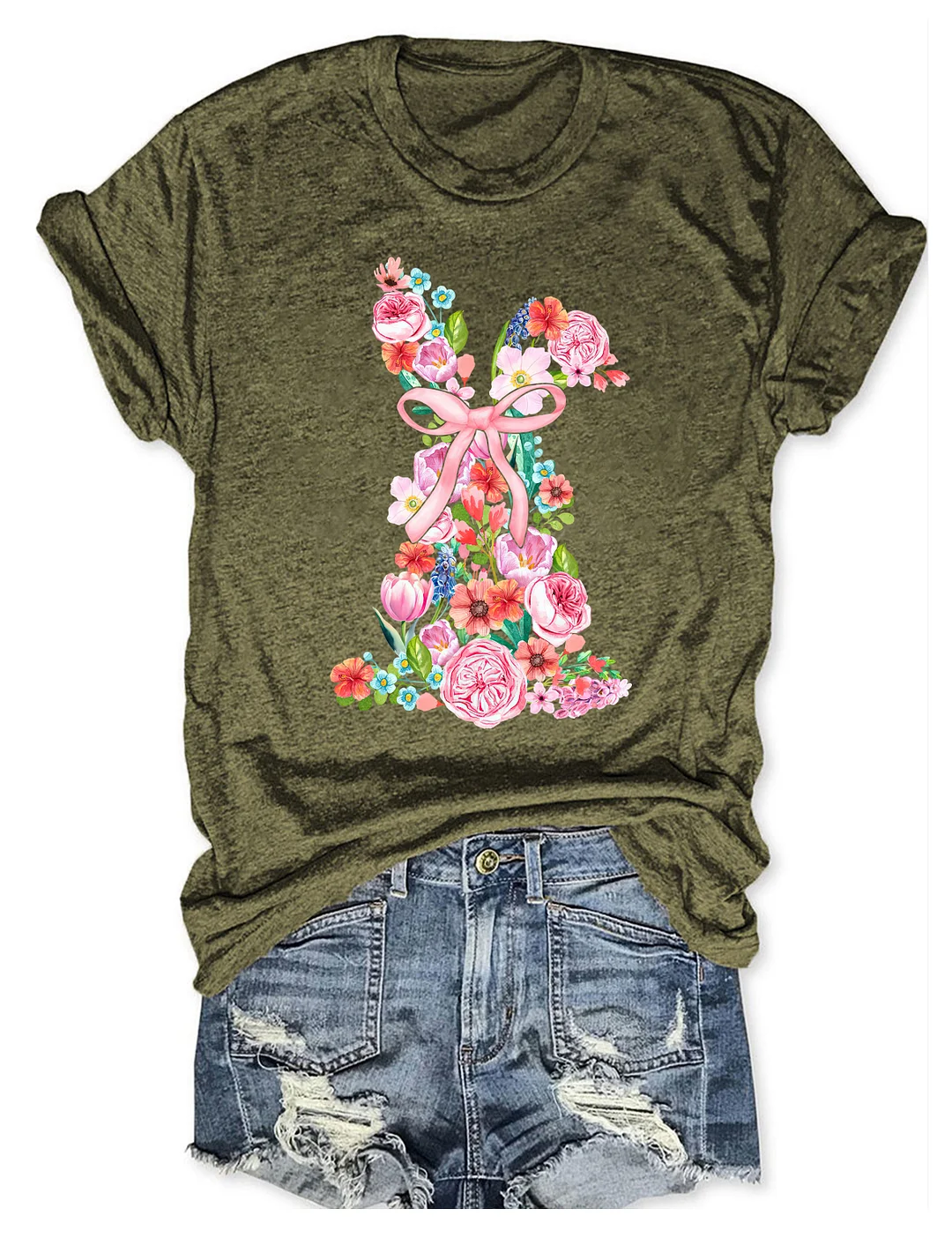 Watercolor Floral Easter Bunny T-shirt