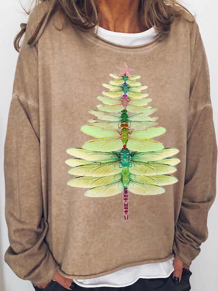 Dragonflies Christmas Tree Graphic T Shirt