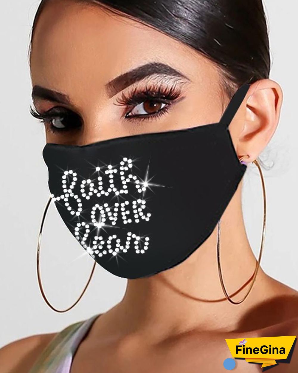 Bling Rhinestone Letter Pattern Face Mask