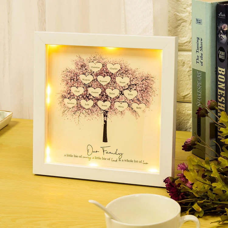 Custom Family Tree Frame with 9 Names Night Light Home Decor Gifts